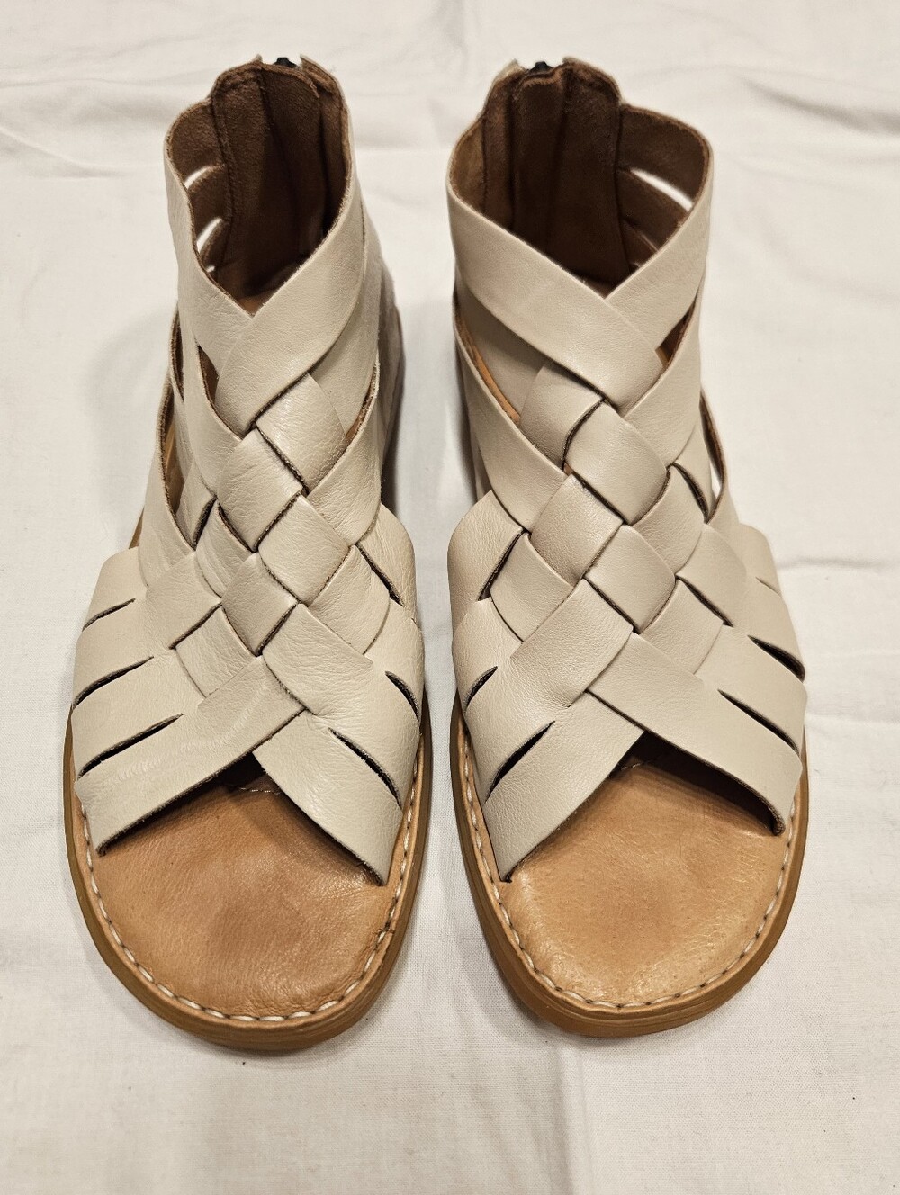 Børn Iwa Cream Woven Leather Gladiator Sandals 7M